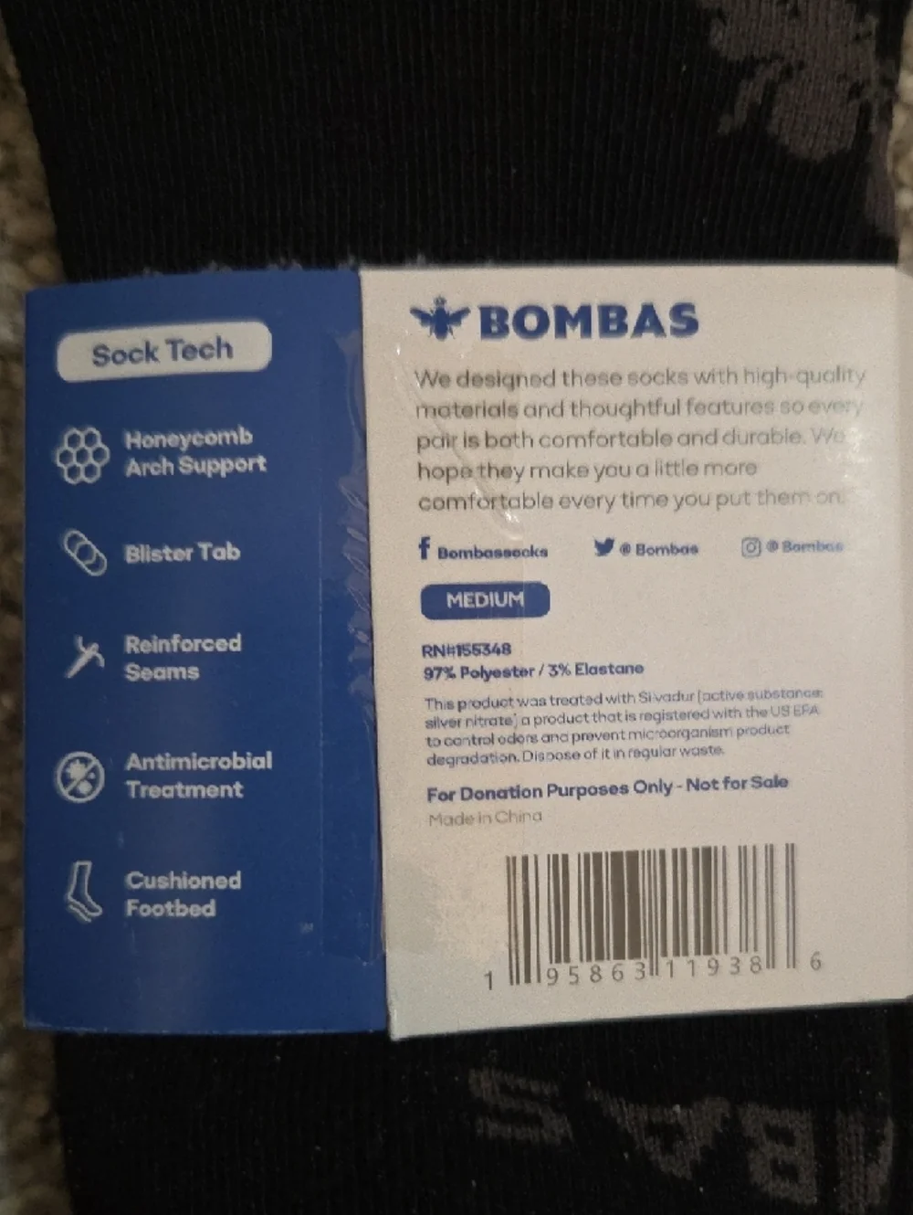 Mixed Lot 3 Pairs NIP Socks: Bombas Black Ankle Socks Womens Medium Fit